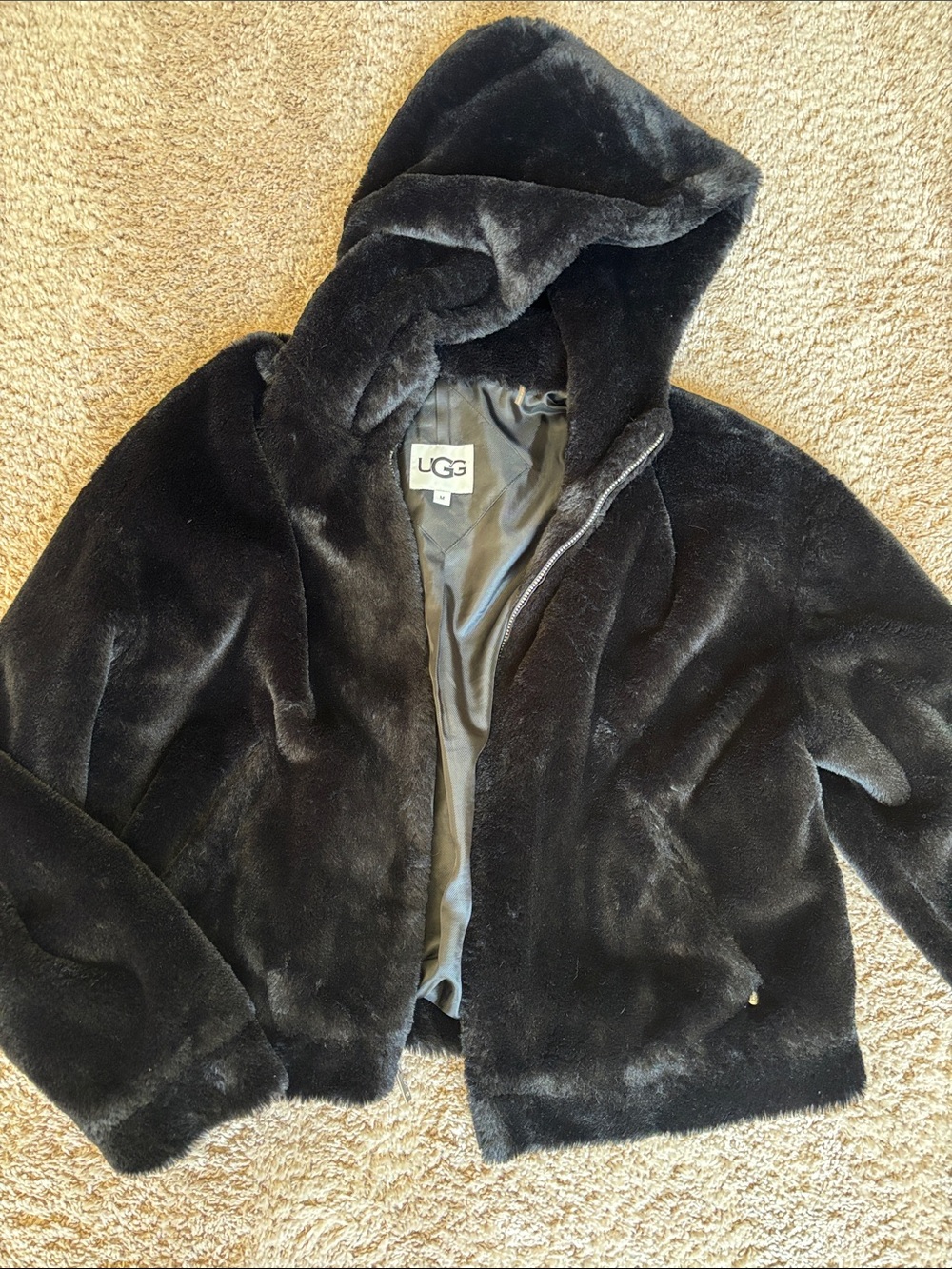 UGG Black Plush Hooded Jacket